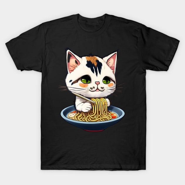 Cute cat eating ramen T-Shirt by 365inspiracji